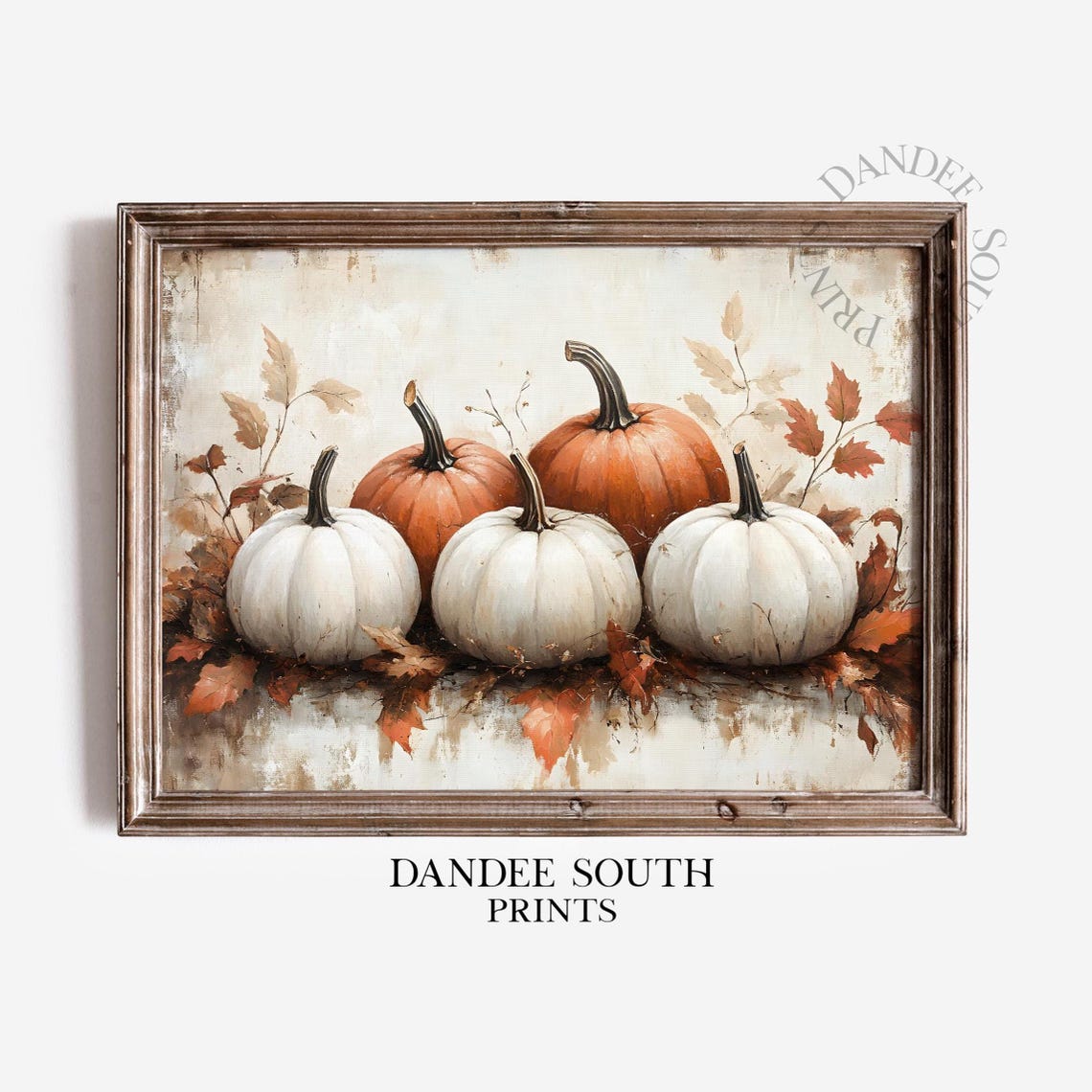 Fall Pumpkins Wall Art Autumn Painting Rustic Vintage Farmhouse Decor 561