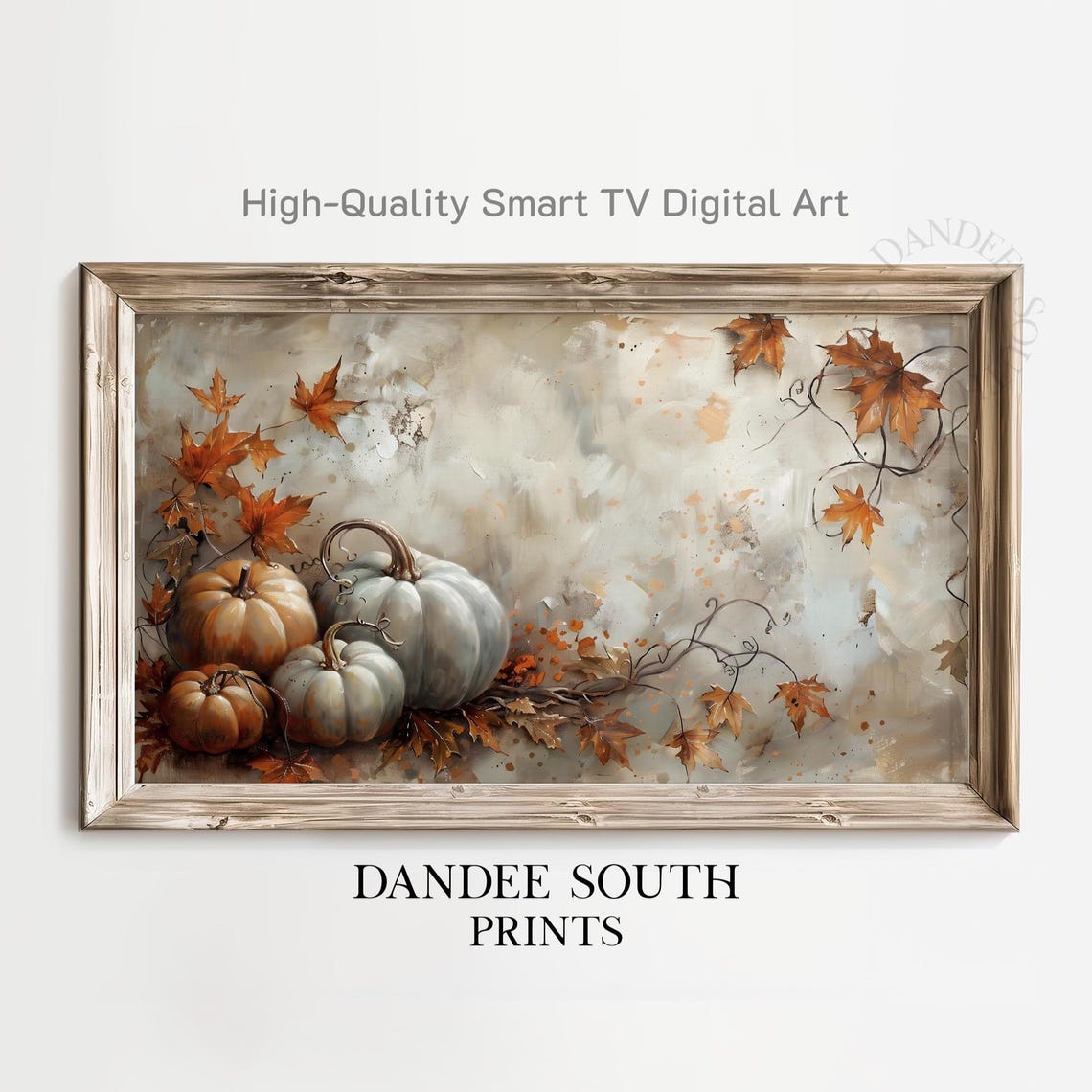 Rustic Fall Pumpkins Art For Frame Tvs Smart Tv Autumn Painting Thanksgiving Decor Display Tv074