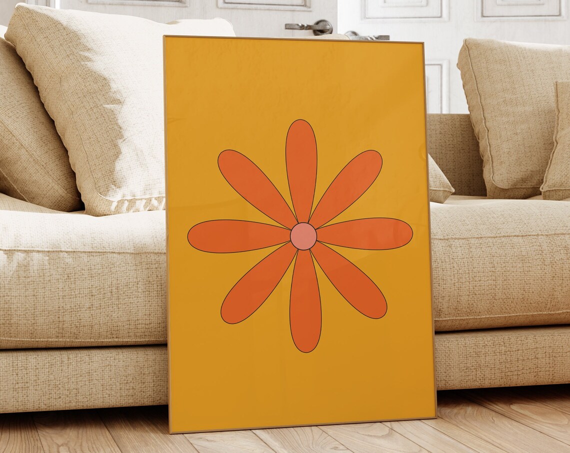 70s Daisy Poster, Mid-Century Modern Art Print - Image 2