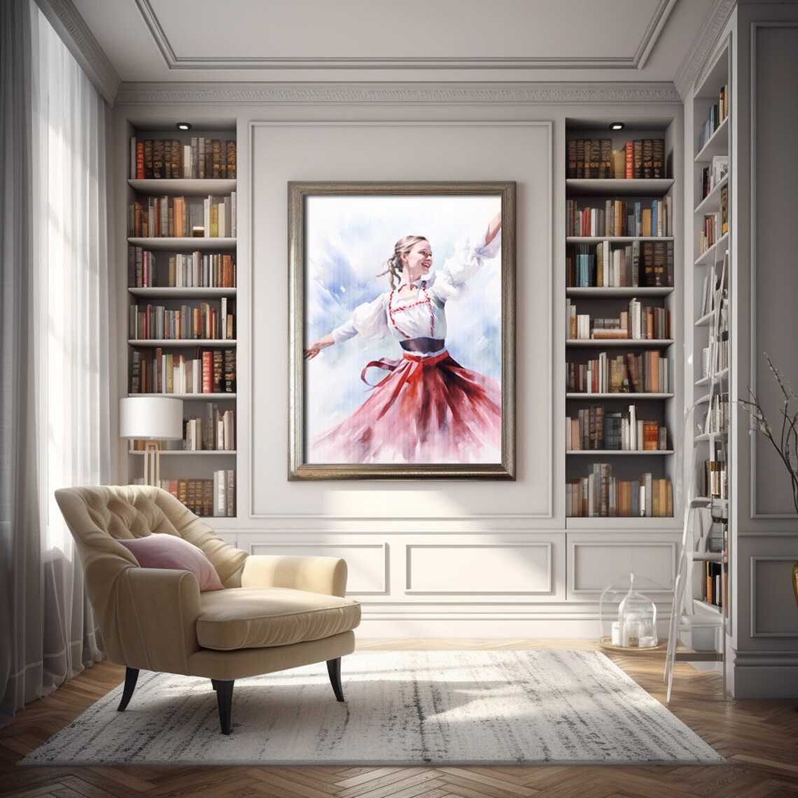Austrian Folk Dance Girl Watercolor Traditional Costume Poster - Image 3