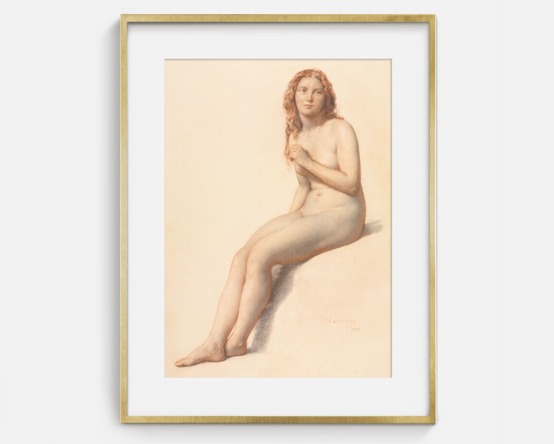 Vintage Nude Woman Figure Study Sketch Art Print - Image 2