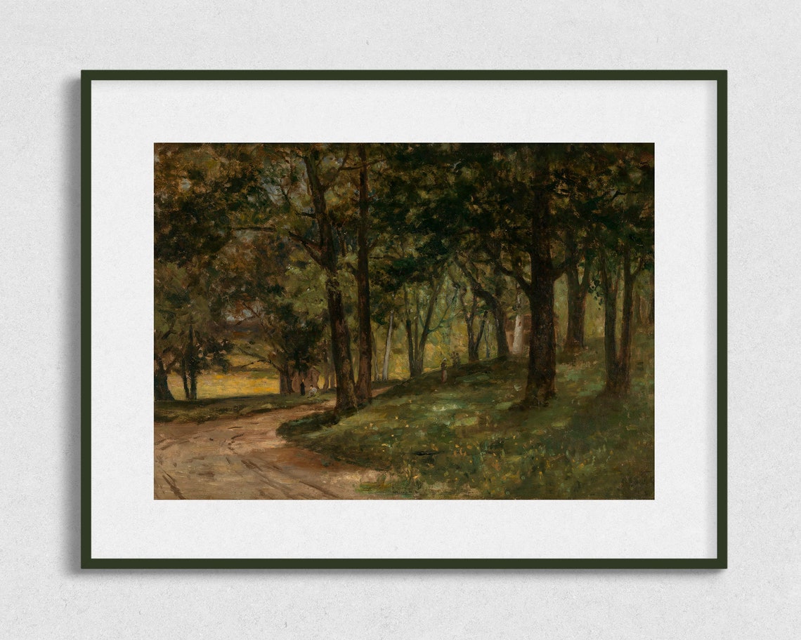 Dappled Light Forest Path Tall Trees Summer Shade Landscape Art Poster - Image 2