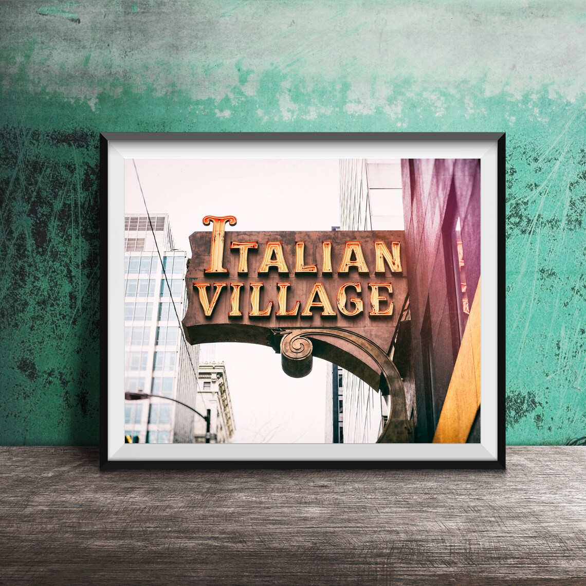Italian Village, Downtown Chicago Travel Poster