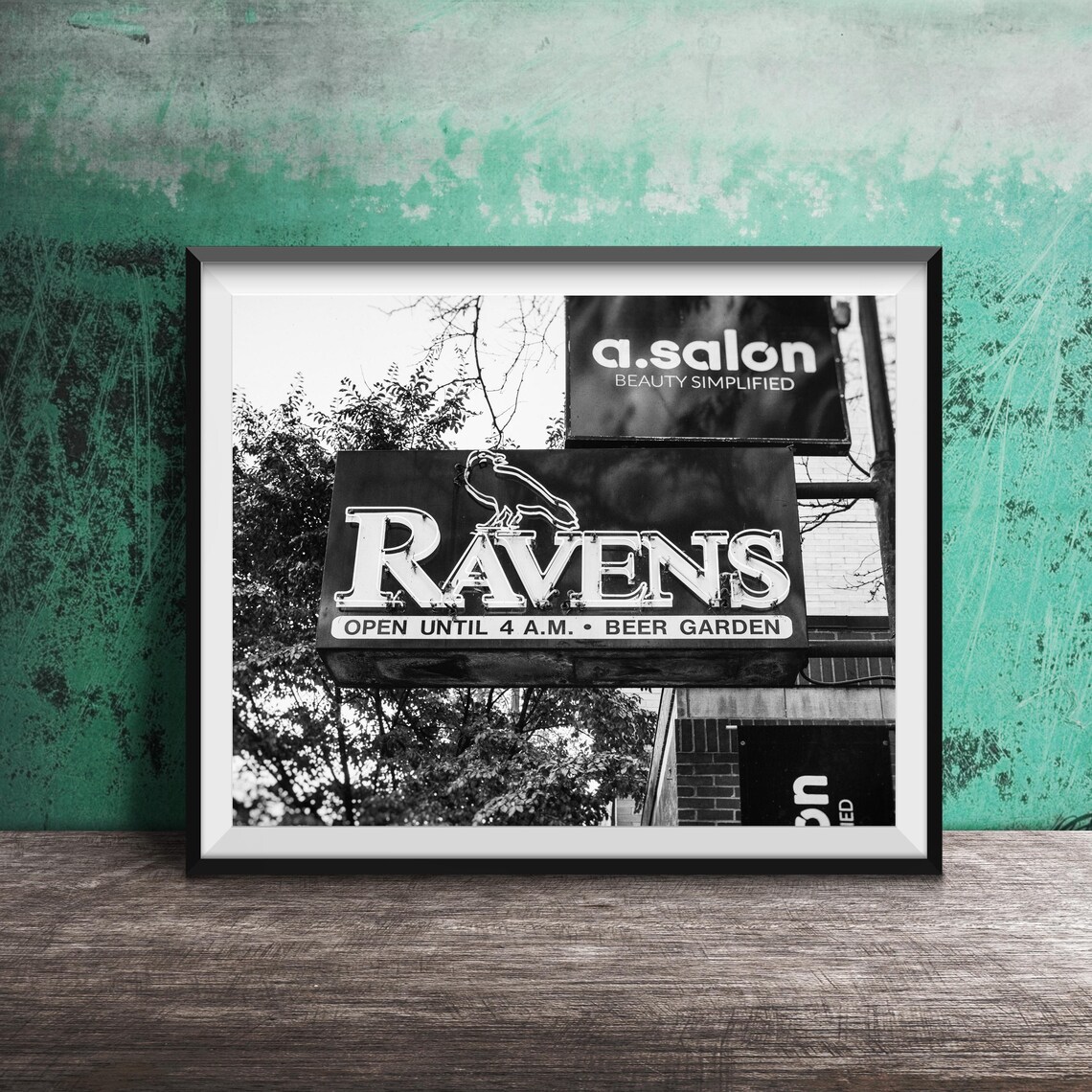 Ravens Bar Beer Garden Sign Open Until 4 AM Chicago Night Poster - Image 2