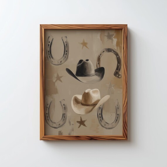 Western Art Horseshoes Print Southwestern Lucky You Modern Country Poster Digital Download