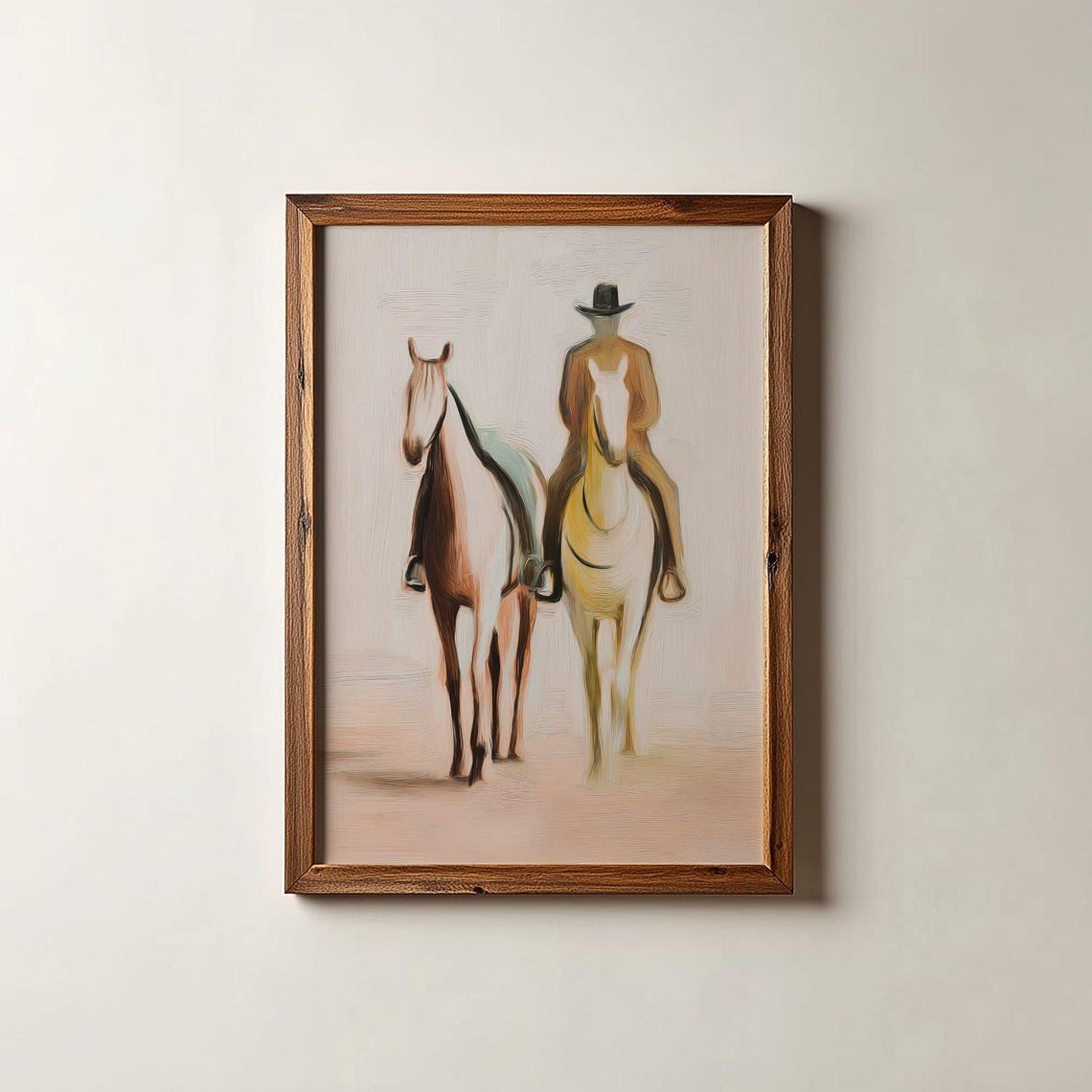 Cowboy Horse Art Print Western Style Decor Minimalist Digital Download