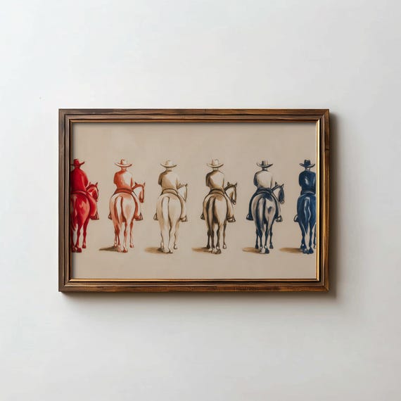 4th Of July Poster Cowboy Horse Art Print Western Style Decor Minimalist Digital Download