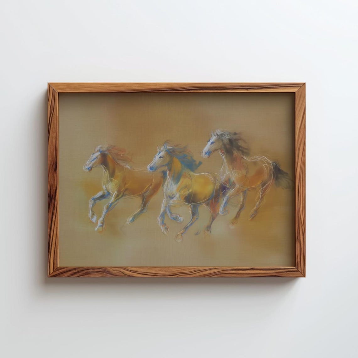 Three Golden Horses Ethereal Impressionistic Equestrian Poster