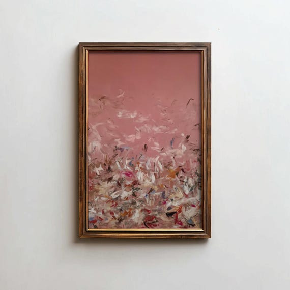 Pink Abstract Oil Painting Modern Contemporary Wall Art Colorful Expressionist Decor Digital Download