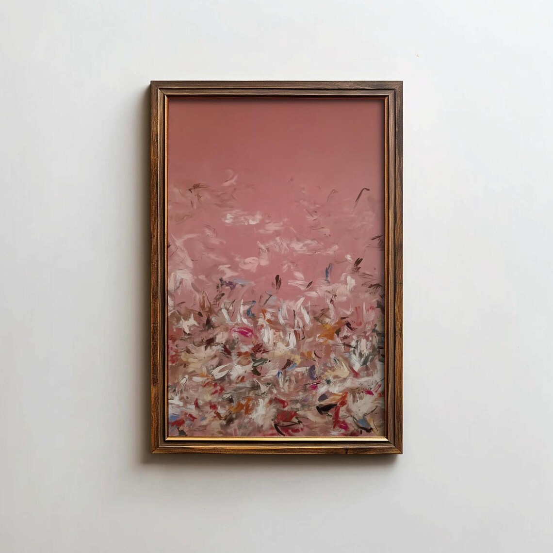 Pink Abstract Oil Painting Soft Rose Expressive Floral Art Poster
