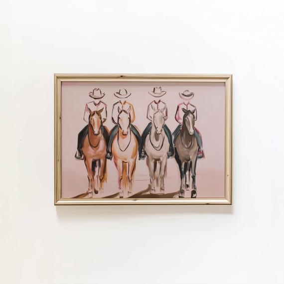Cowboy Horse Art Print Western Style Decor Minimalist Digital Download