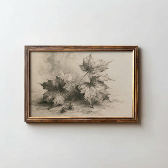 Maple Leaves Print Fall Art Cottagecore Autumn Wall Digital Download