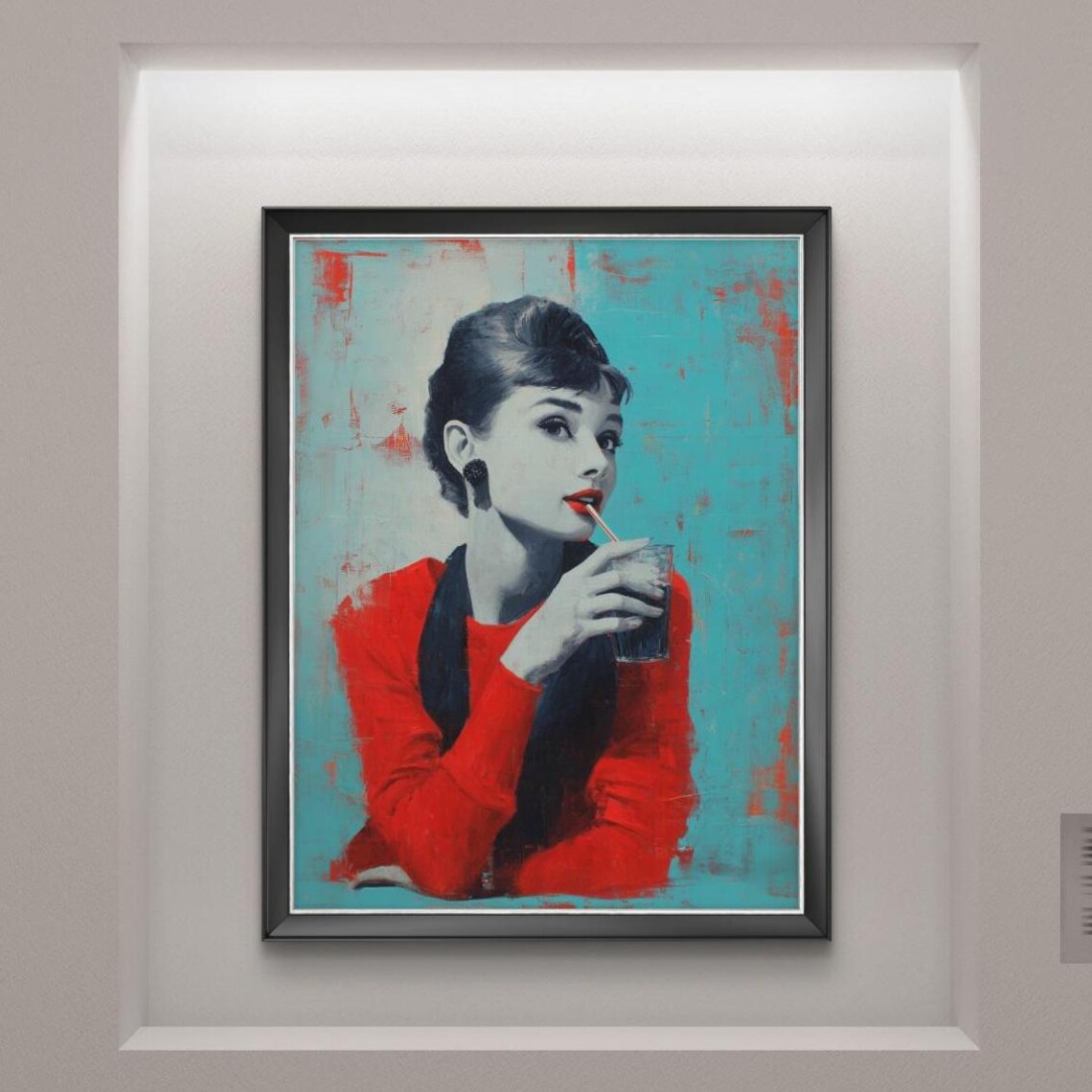 Retro Woman Soda Pop Art Print Midcentury Modern Portrait