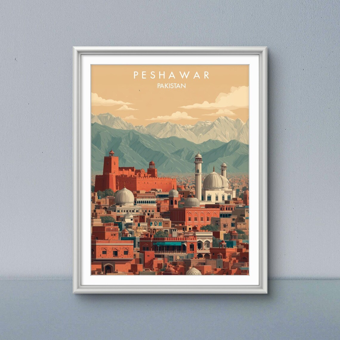 Peshawar Pakistan Bala Hisar Fort Old City Vintage Travel Poster