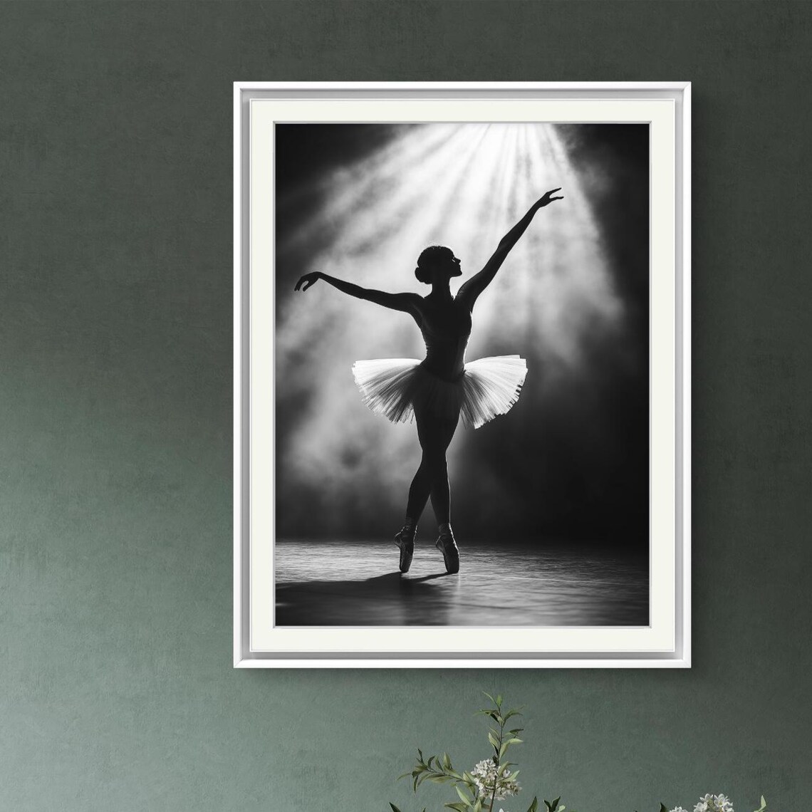 Ballerina Silhouette Art Print, Minimalist Dance Decor
