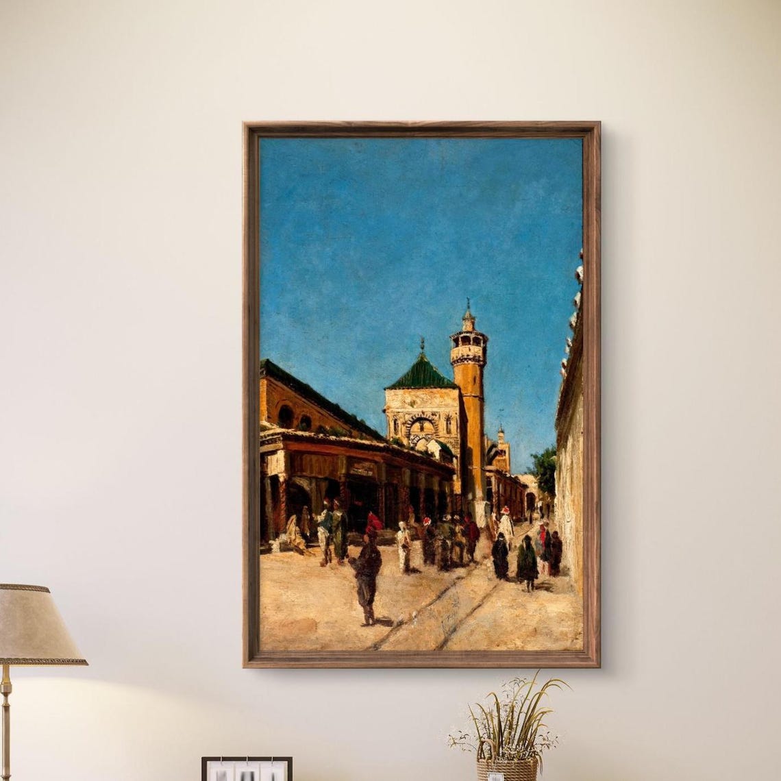 Middle Eastern Street Mosque Scene Vintage Painting Art Poster