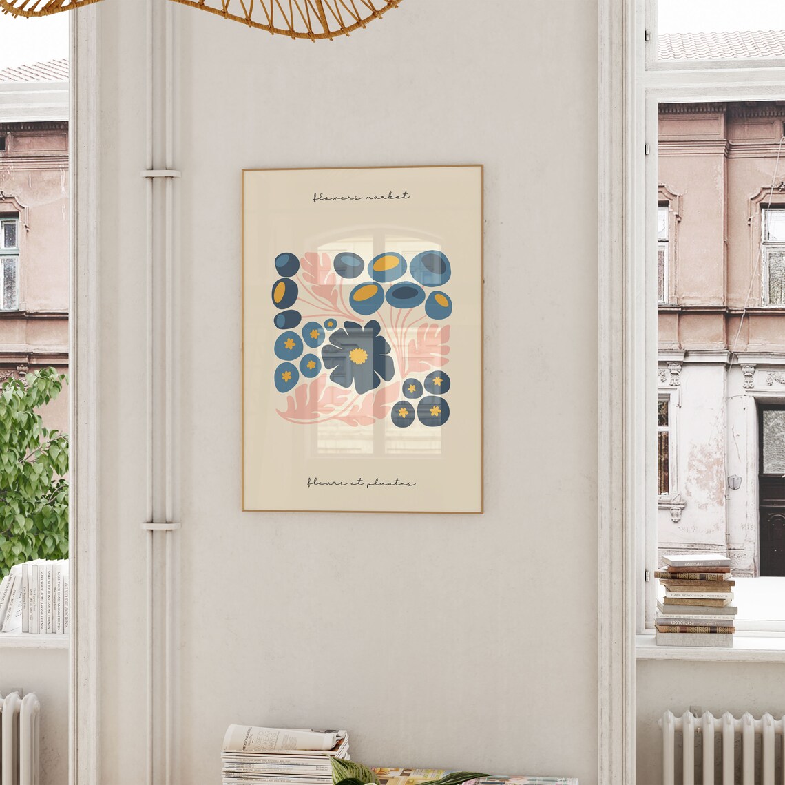 Matisse Style Blue Pink Flower Market Cutout Botanical Poster - Image 4