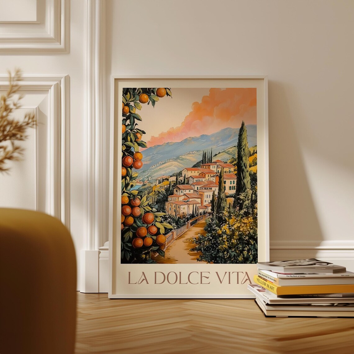 La Dolce Vita Vintage Italy Travel Poster, Tuscany Landscape