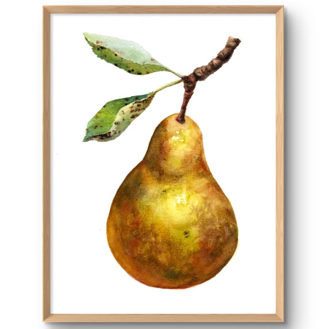 Pear Watercolor Art Print, Farmhouse Kitchen Decor