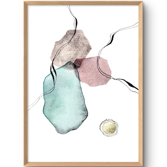 Abstract Watercolor Print Boho Wall Art Minimalist Decor Neutral Poster From Original Painting