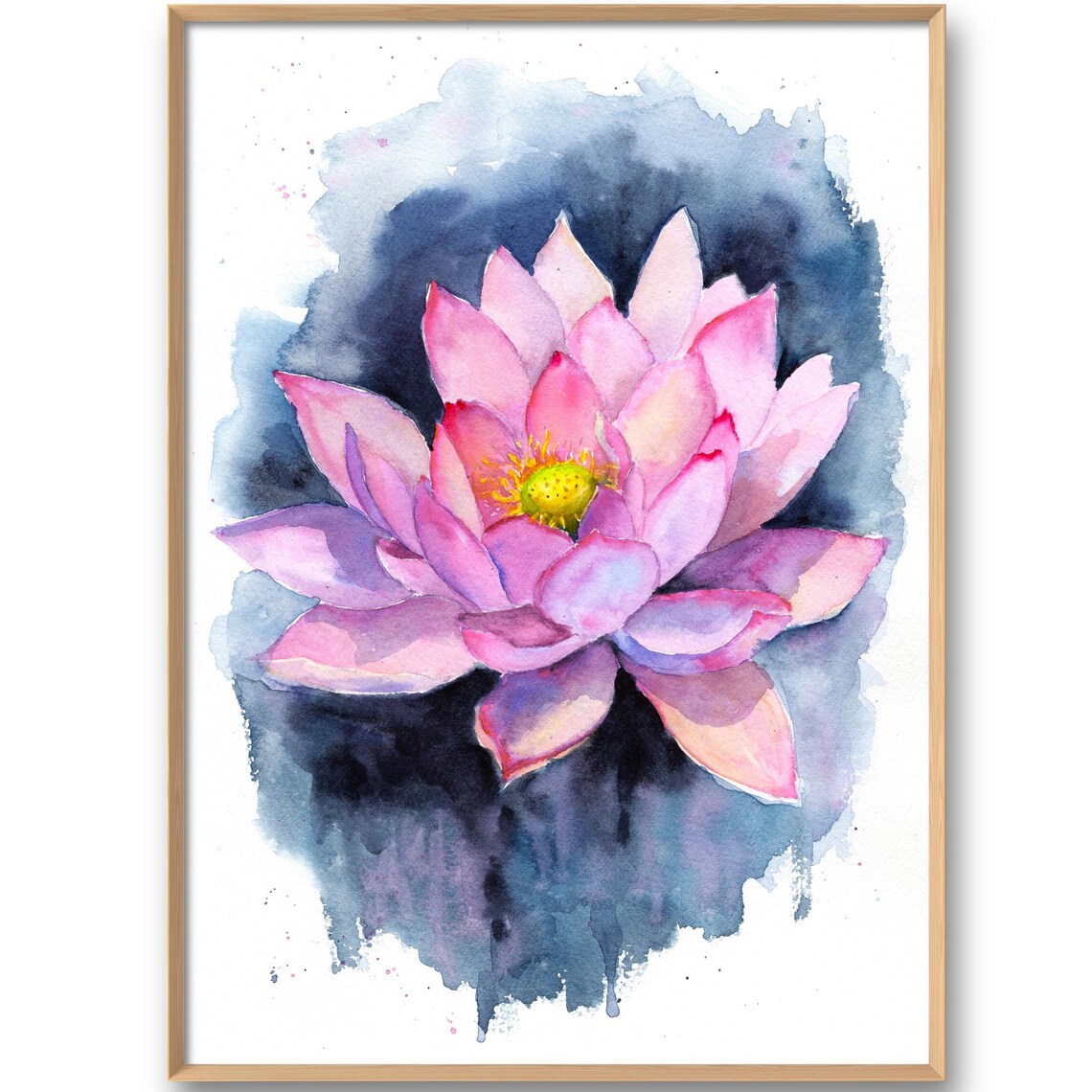 Water Lilies Watercolor Art Print, Zen Boho Decor