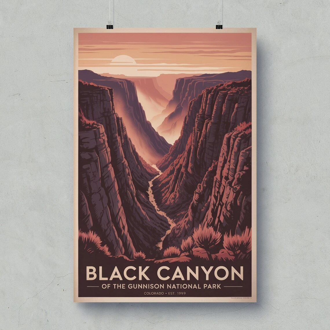 Black Canyon of the Gunnison National Park Vintage Travel Poster