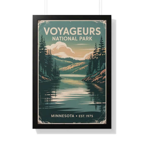 Voyageurs National Park Minnesota Vintage Lake Forest Retro Poster