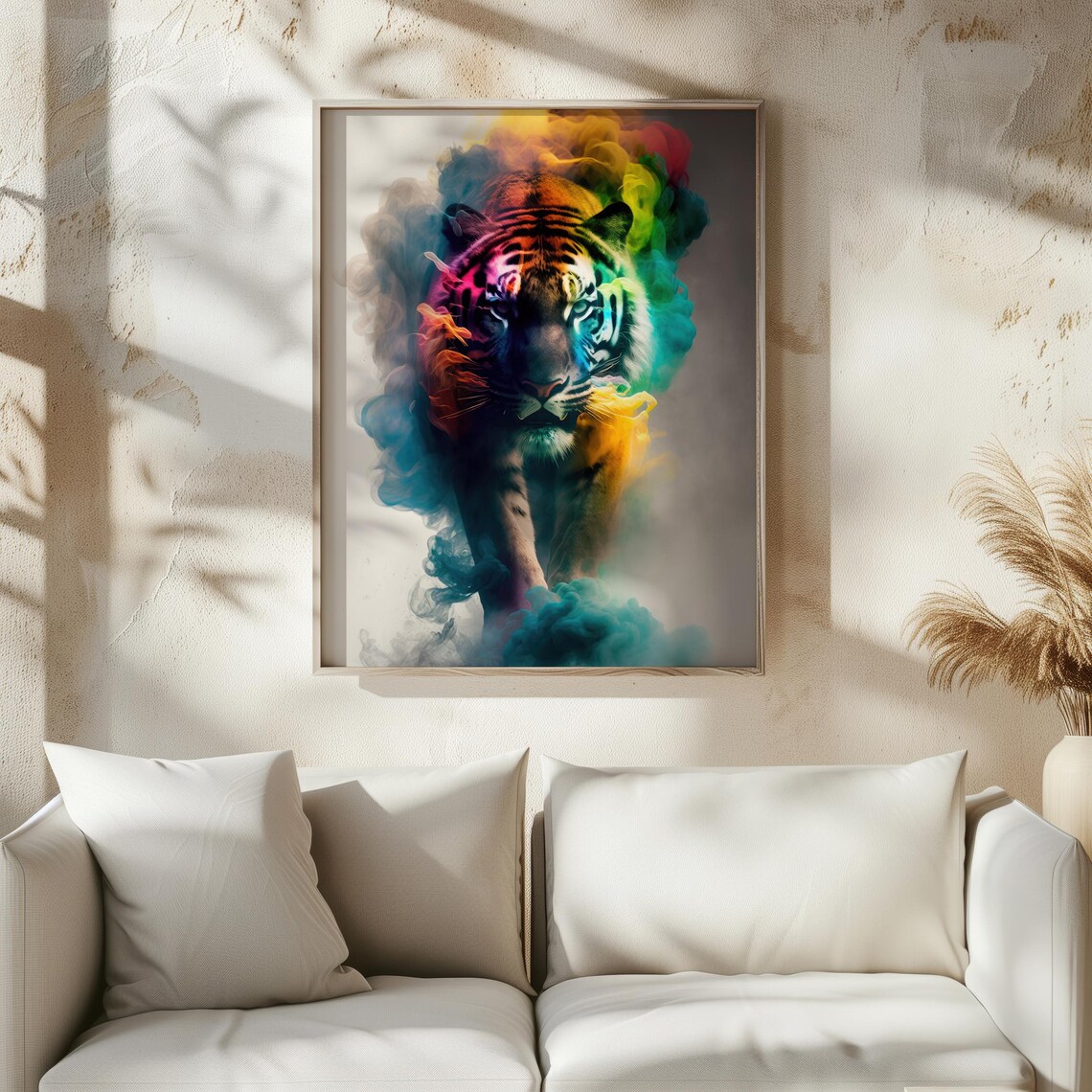 Majestic Tiger Rainbow Smoke Colorful Wild Animal Art Poster - Image 3