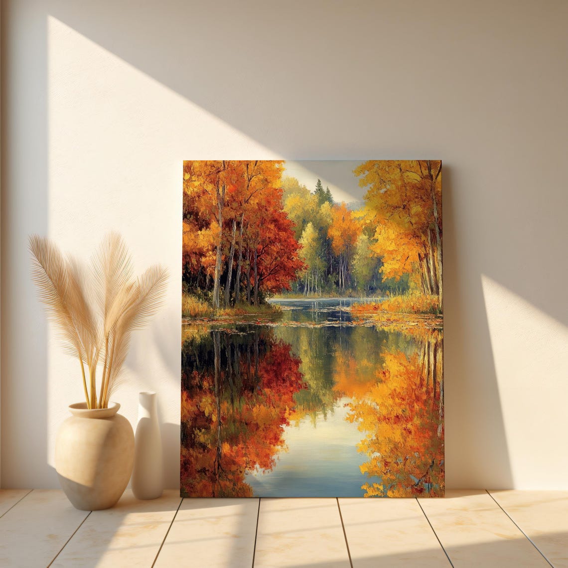 Autumn Forest Lake Reflection Vibrant Fall Foliage Mirror Water Poster - Image 2