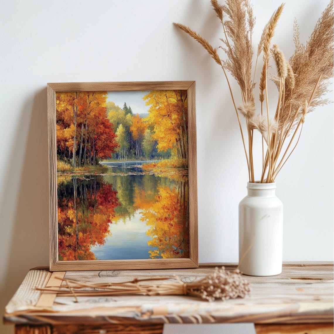Autumn Forest Lake Reflection Vibrant Fall Foliage Mirror Water Poster - Image 6