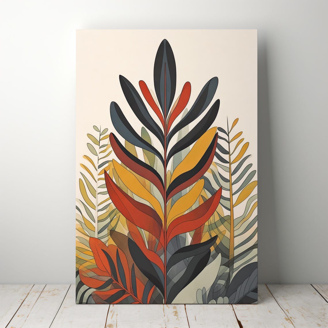 Warm Autumn Leaf Abstract Botanical Symmetric Earthy Tones Art Poster - Image 5