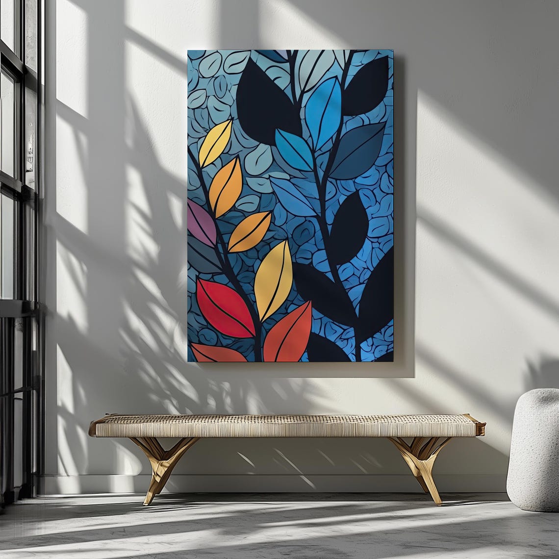 Abstract Multicolor Leaf Art Modern Botanical Wall Decor Bold Blue And Colorful Leaves Nature Inspired Print Instant - Image 7