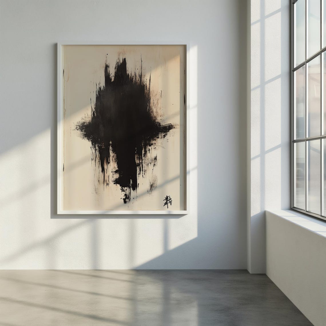 Silent Explosion Abstract Black Ink Modern Art Minimalist Inkblot Print Bold Monochrome Artwork For Contemporary Home Decor - Image 3