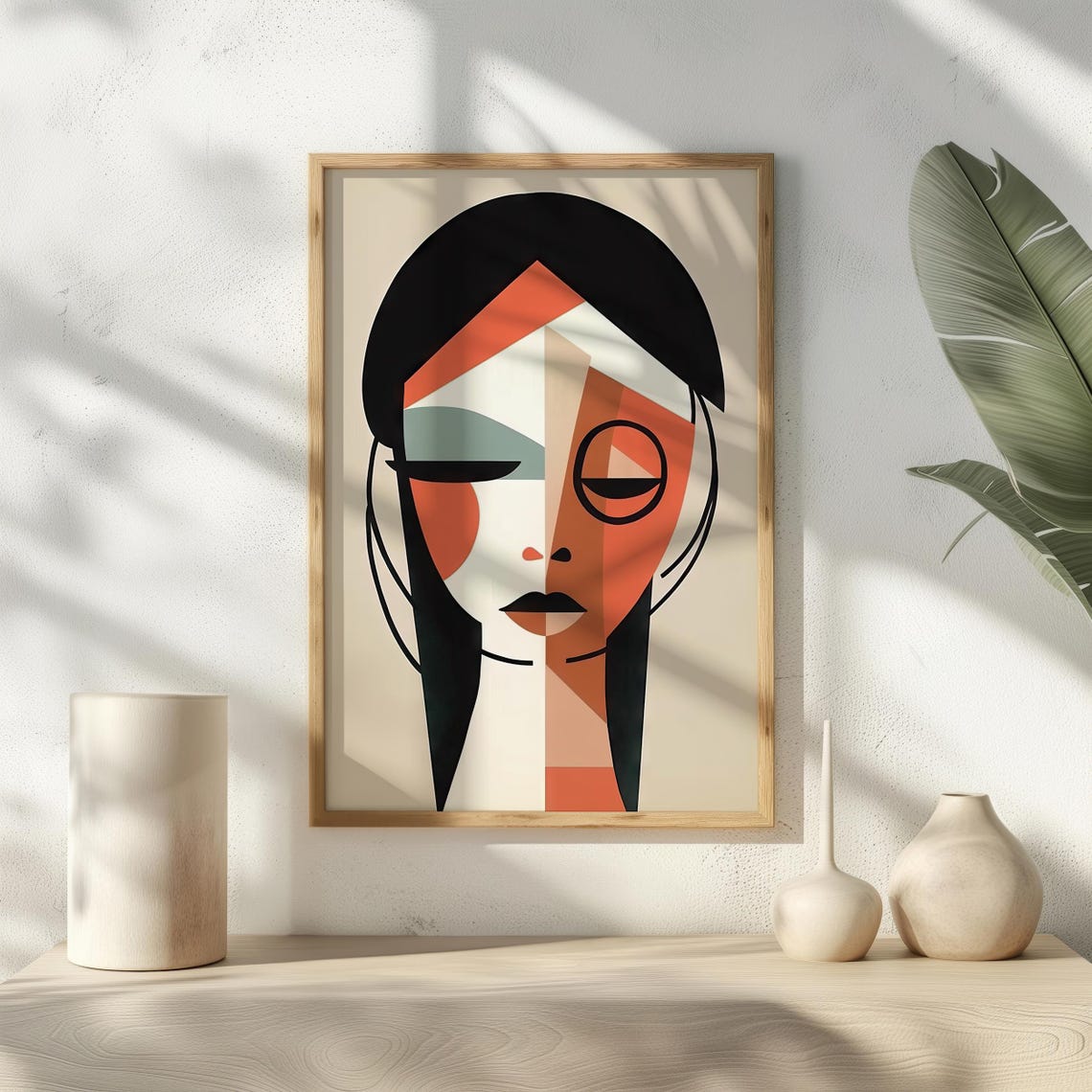 Modern Geometric Portrait Art Minimalist Abstract Face Cubist Style Wall Art Contemporary Decor Ai Generated - Image 2