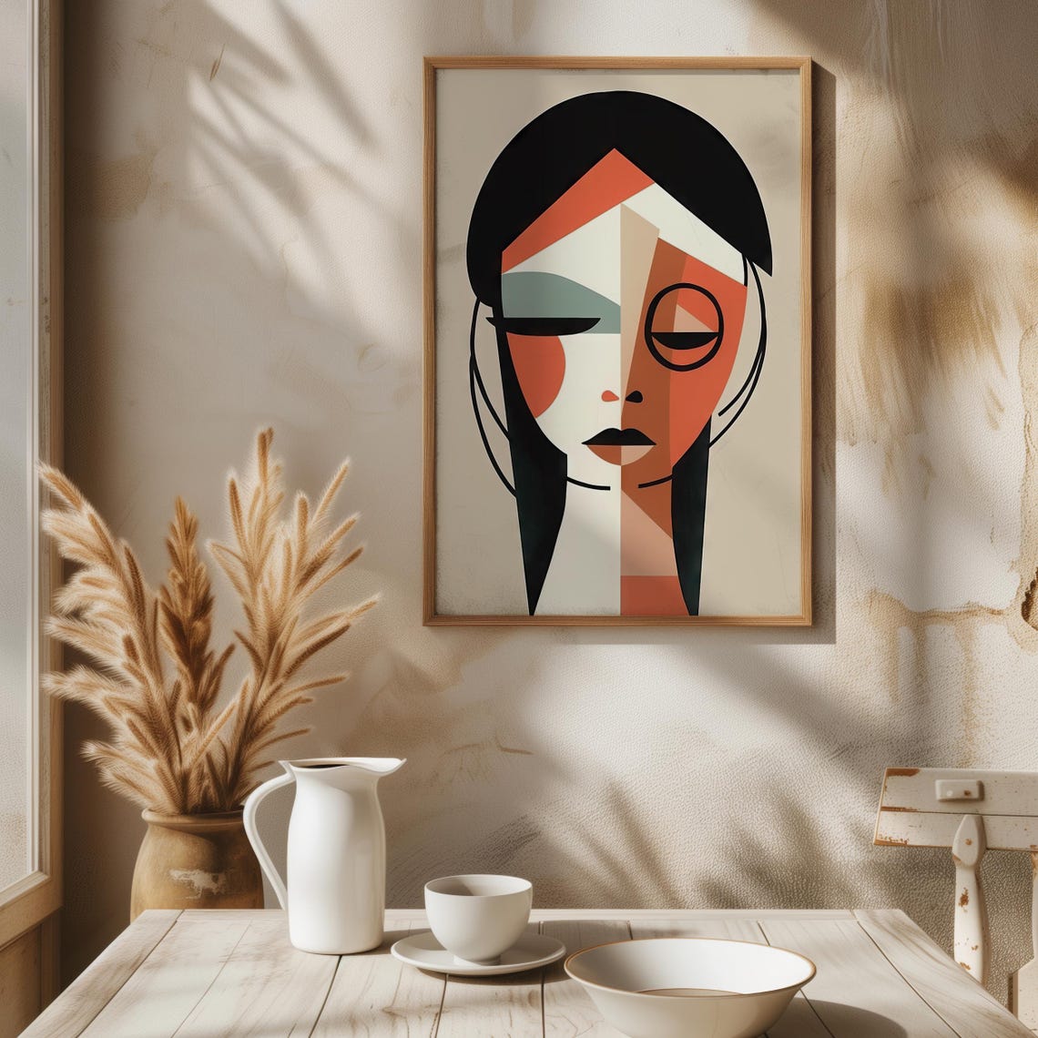 Modern Geometric Portrait Art Minimalist Abstract Face Cubist Style Wall Art Contemporary Decor Ai Generated - Image 8