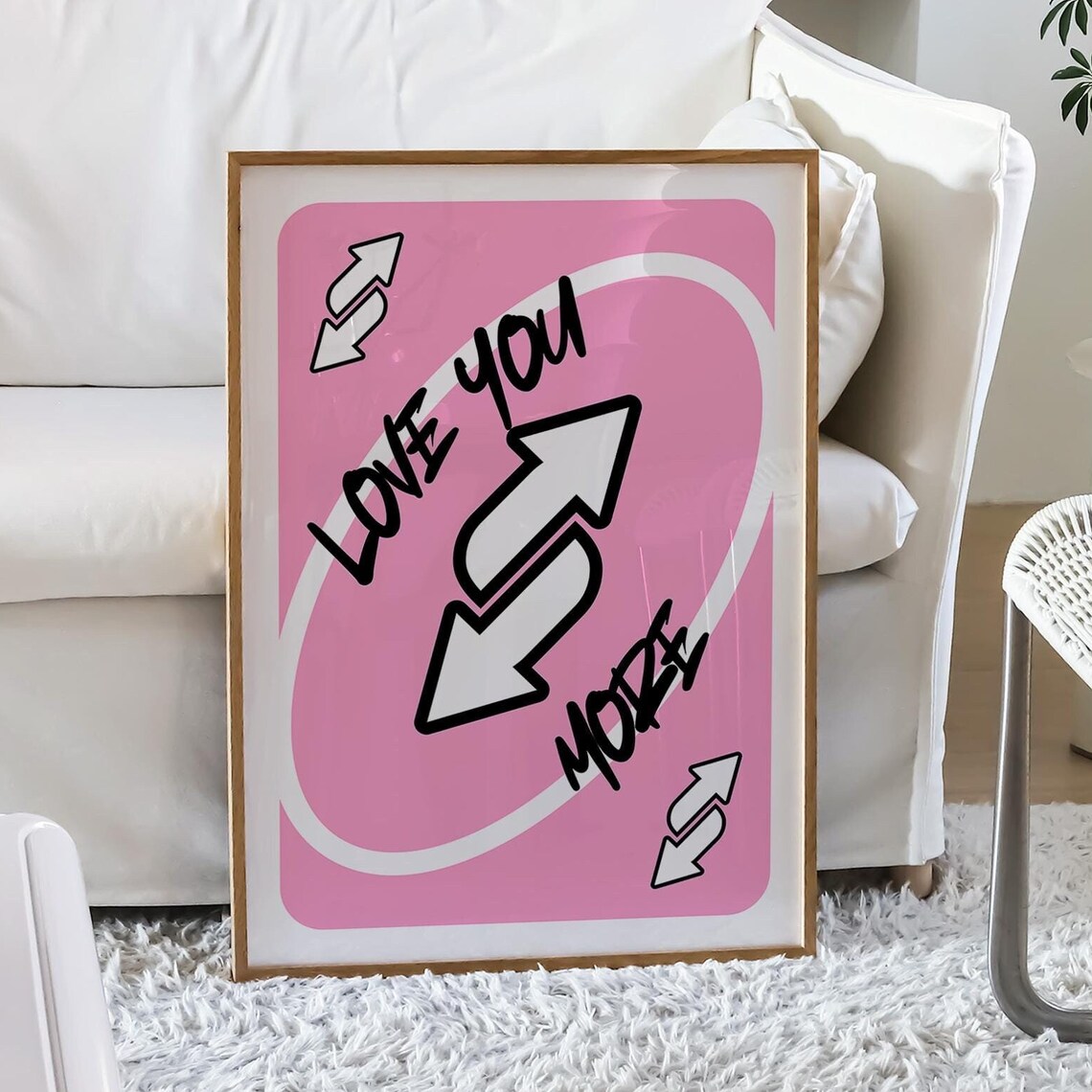 Love You More Pink Retro Playing Card Art Print