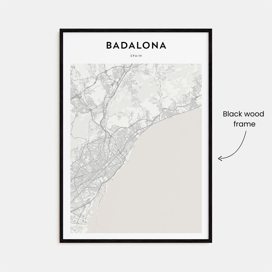 Badalona Spain Minimalist Detailed Coastal City Map Street Poster - Image 3