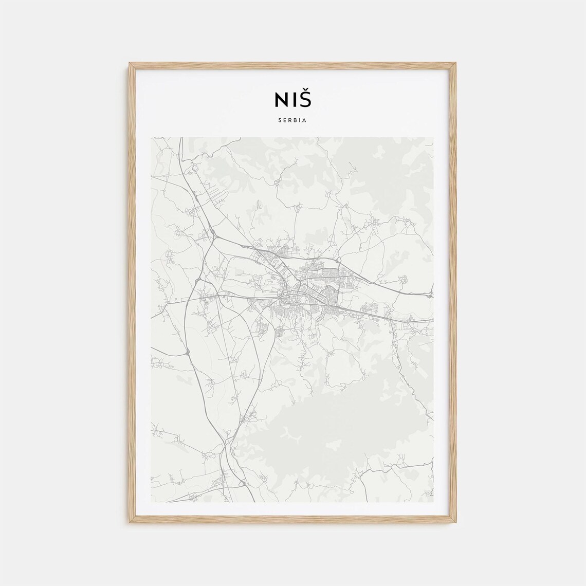 Niš Serbia Ancient Balkan Roman City Minimalist Map Travel Poster