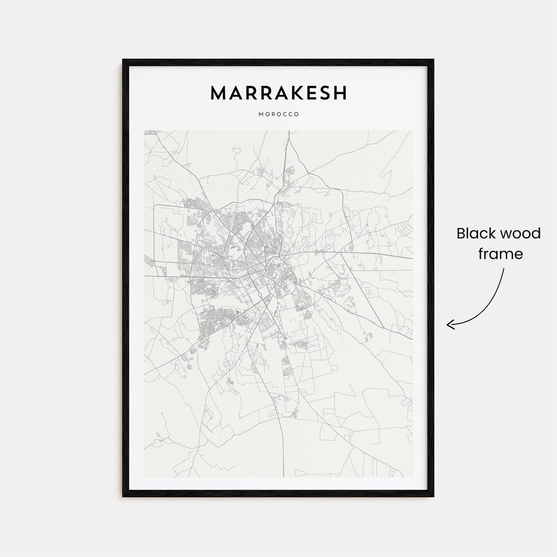 Marrakesh Morocco Red City Beige Minimalist Street Map Art Poster - Image 3