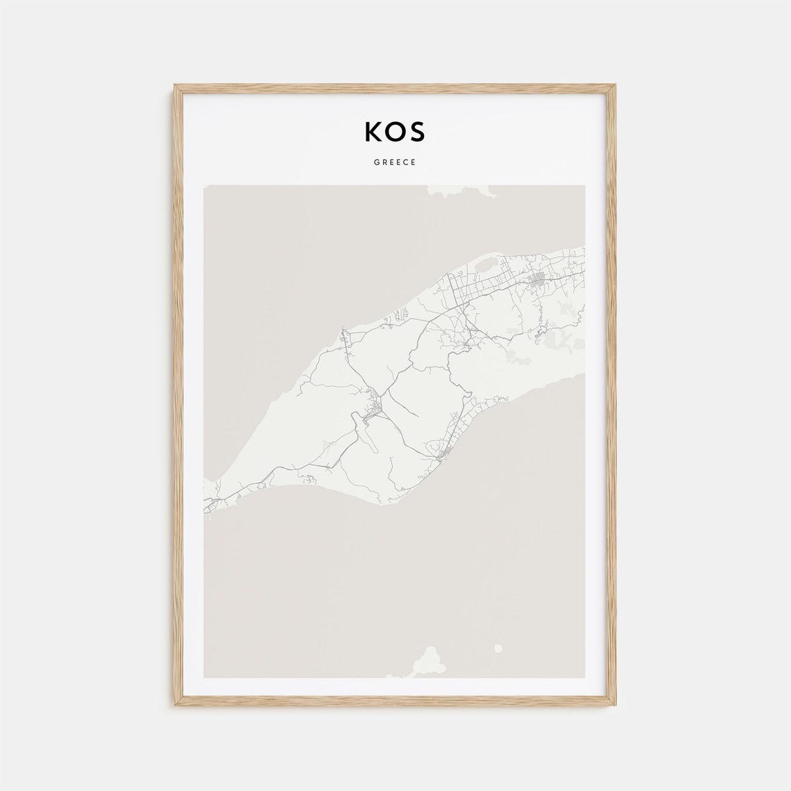 Kos Greece Minimalist Island Street Map Elegant Decor Art Poster