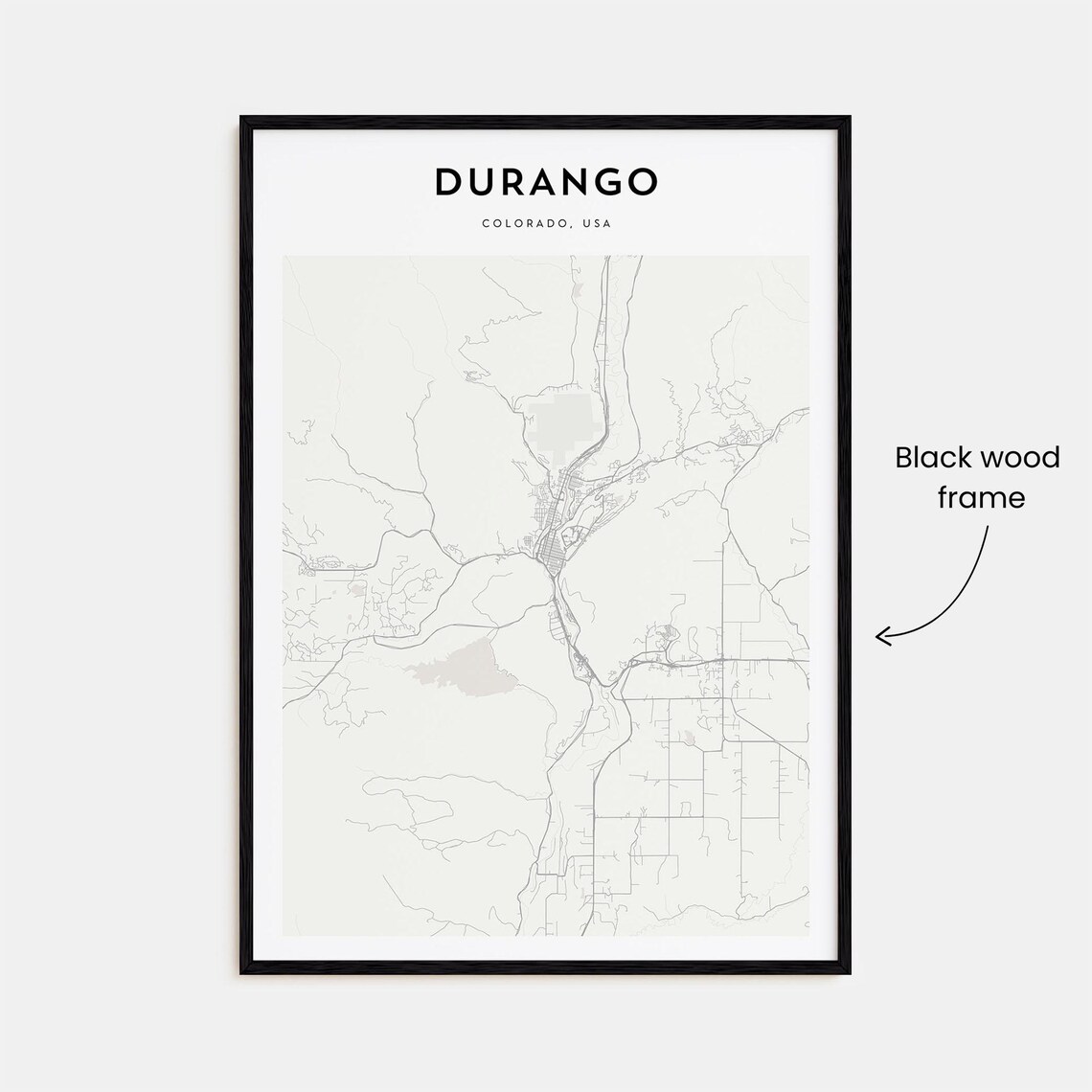Durango Colorado USA Minimalist Beige City Street Map Poster Art - Image 3