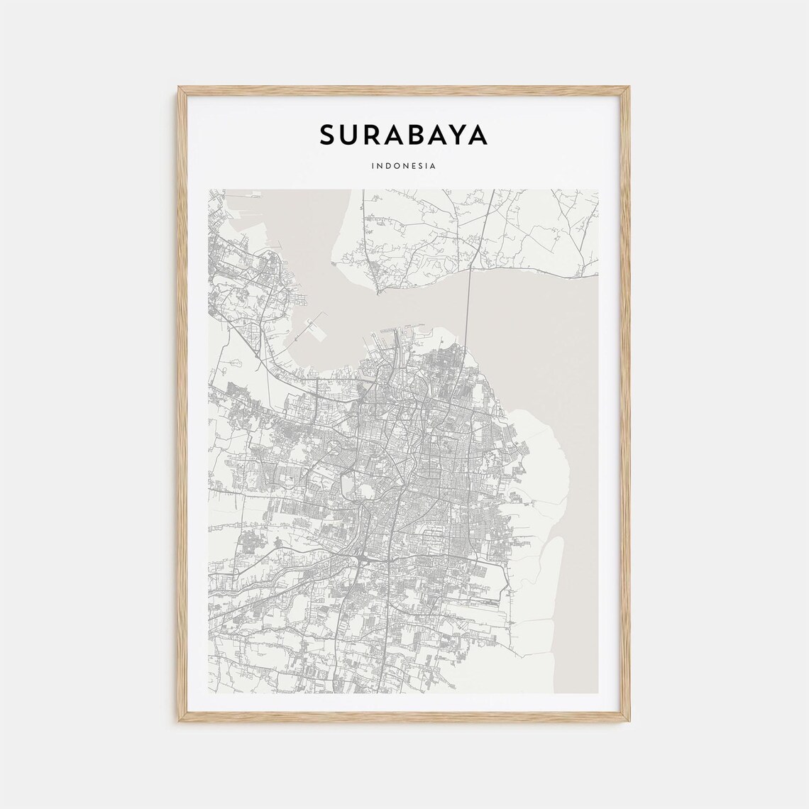 Surabaya Indonesia City Street Map Scandinavian Minimalist Poster