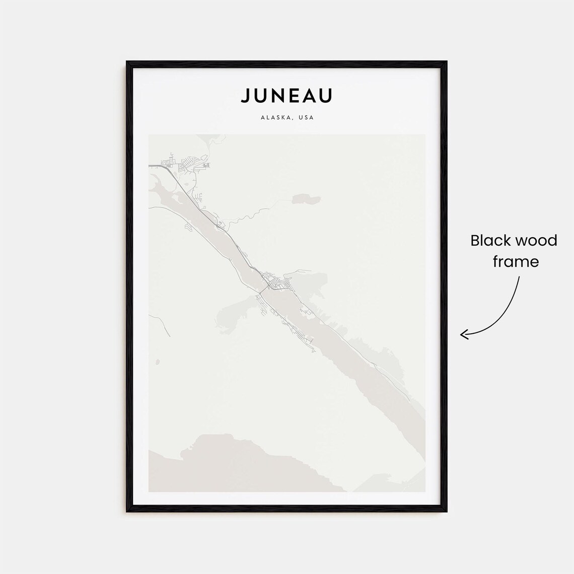 Juneau Alaska Minimalist Fjord City Street Map Line Art Poster - Image 3