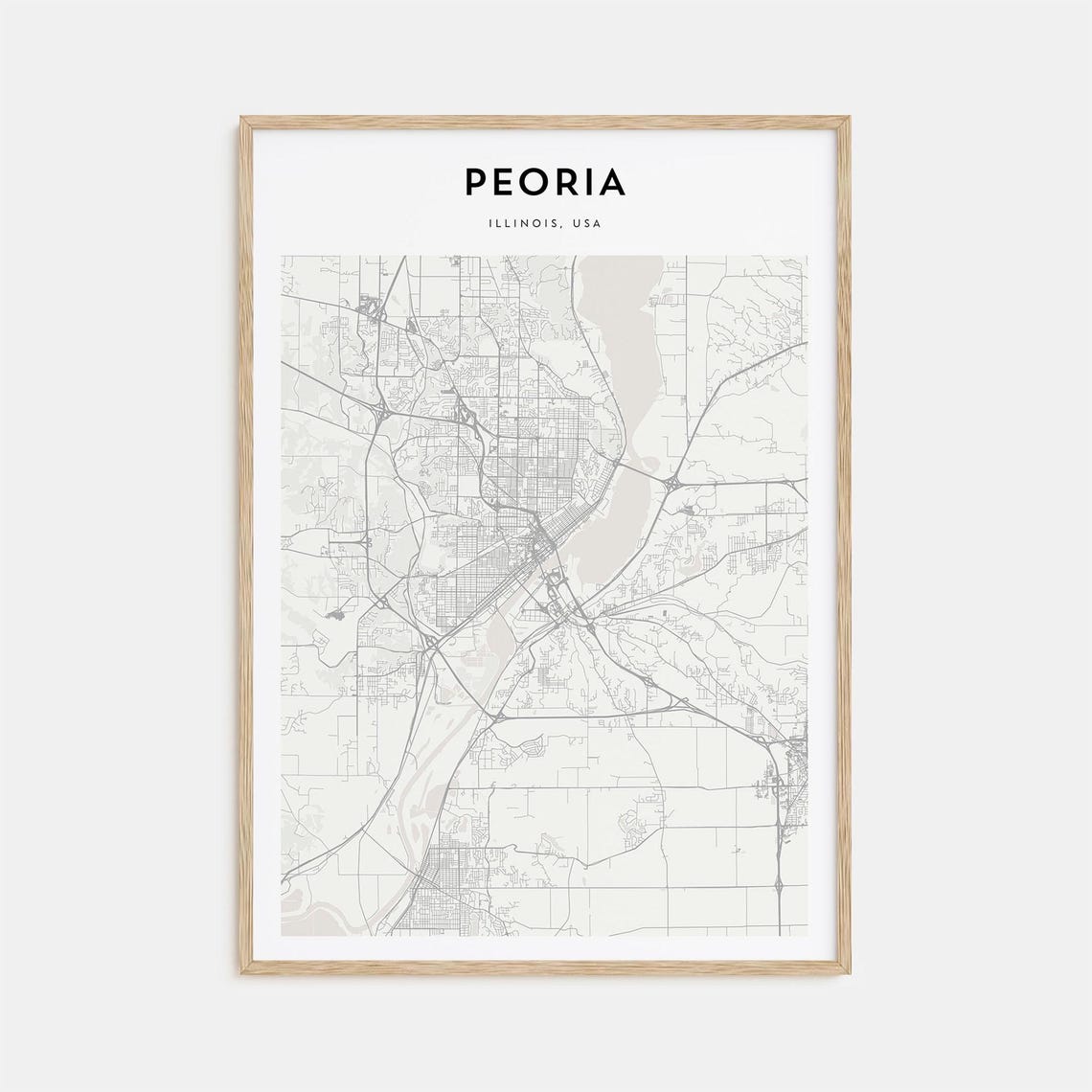 Peoria Illinois USA Minimalist Street Map Modern Decor Art Poster