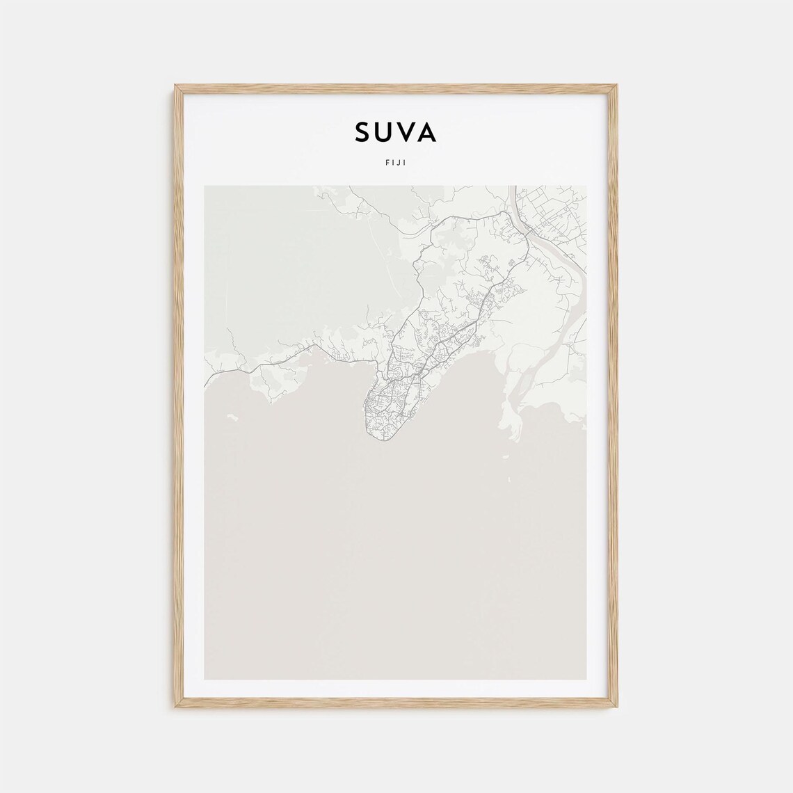 Suva Fiji Minimalist City Street Map Coastal Travel Art Poster