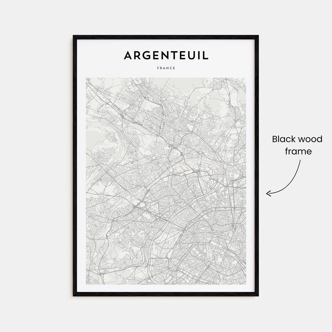 Argenteuil France Personalized Minimalist Gray City Street Map Poster - Image 3
