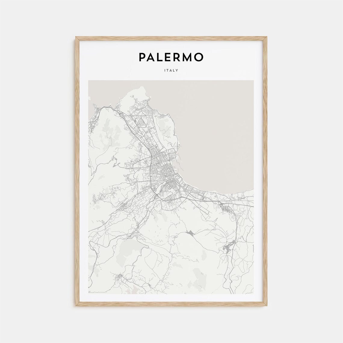 Modern Minimalist Palermo Sicily Italy Island Street Map Poster