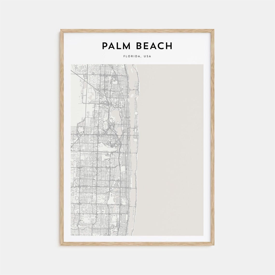 Palm Beach Florida Coastal Minimalist Line Art City Map Poster