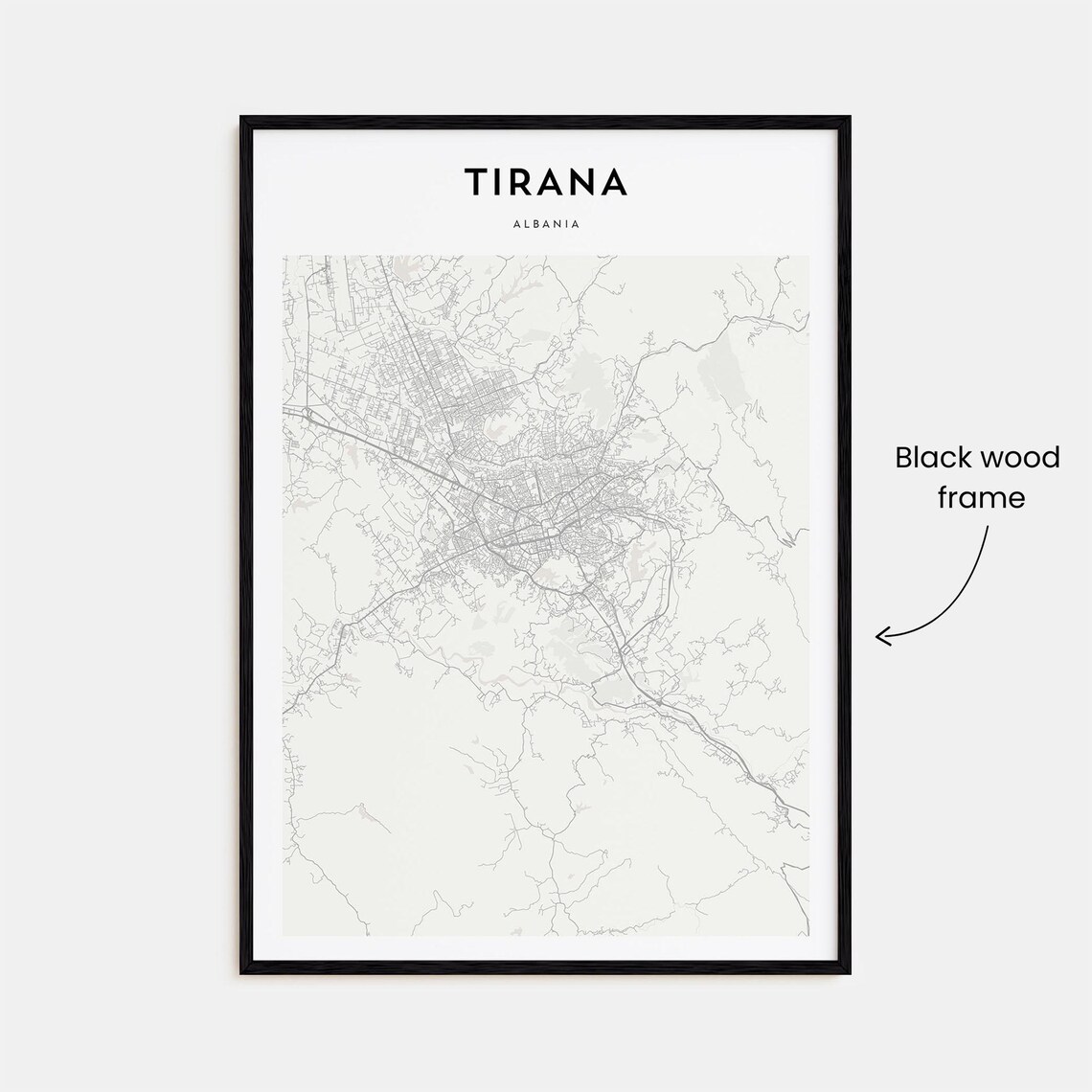 Tirana Albania Modern Minimalist City Street Map Travel Art Poster - Image 3