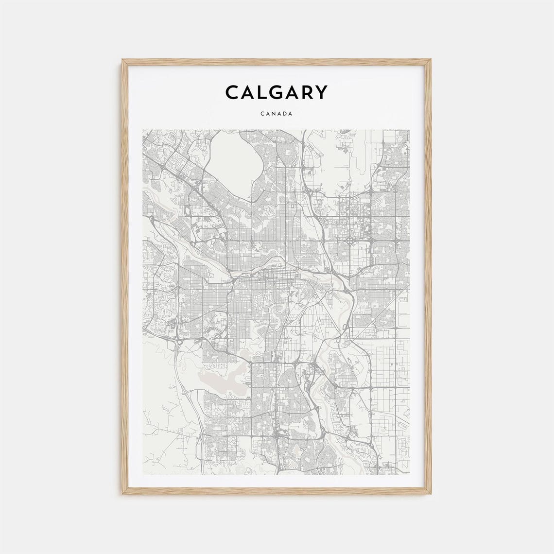 Calgary Canada Minimalist Black White City Map Street Poster Gift